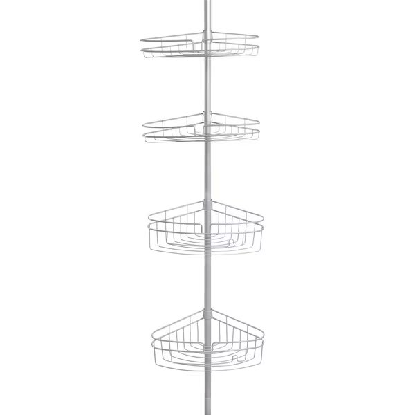 4-Tier Spring Tension Shower Corner Pole Caddy, Satin Nickel, Kenney Mfg, Mfr#: KN61519
